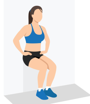 Position de la chaise contre un mur pour gainage isométrique.